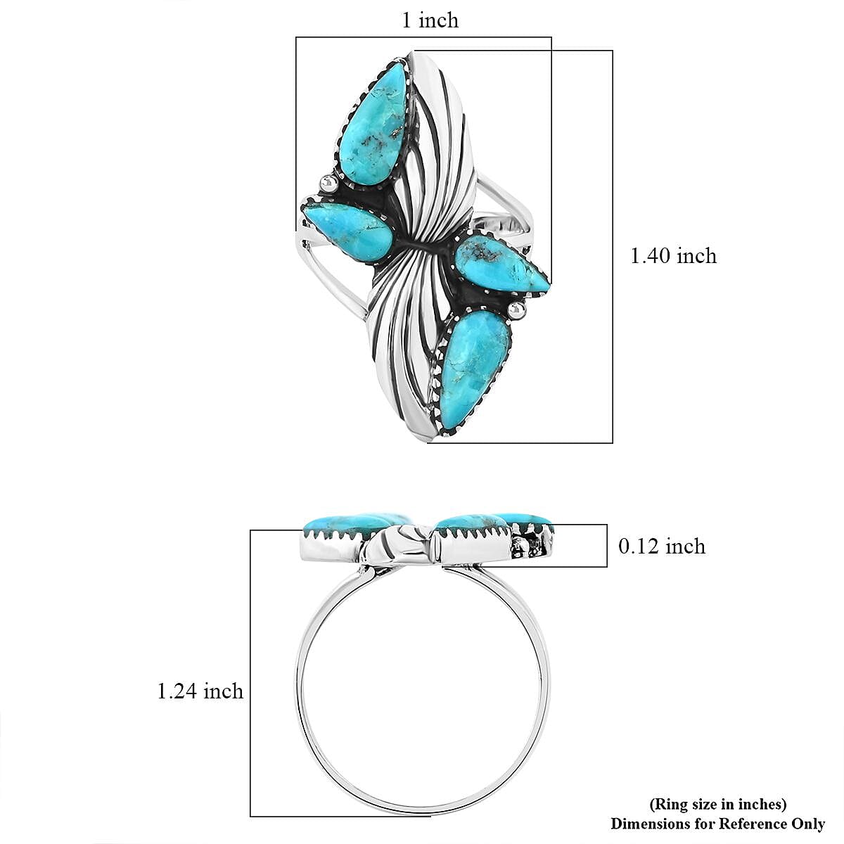 Santa Fe Style Kingman Turquoise Ring in Sterling Silver (Size 8.0) 2.10 ctw image number 4