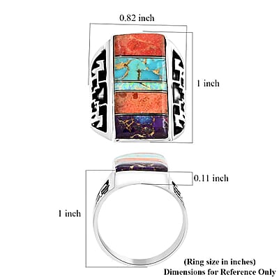 Santa Fe Style Multi Gemstone Ring in Sterling Silver (Size 10.0) 1.75 ctw