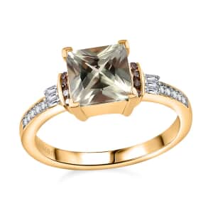 Luxoro AAA Turkizite, I2 Natural Champagne and White Diamond 2.10 ctw Vintage Ring in 14K Yellow Gold (Size 6.0)