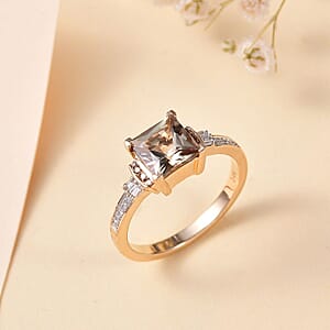 Luxoro AAA Turkizite, I2 Natural Champagne and White Diamond 2.10 ctw Vintage Ring in 14K Yellow Gold (Size 8.0)