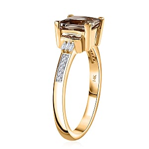 Luxoro AAA Turkizite, I2 Natural Champagne and White Diamond 2.10 ctw Vintage Ring in 14K Yellow Gold (Size 8.0)