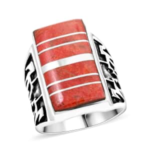 Santa Fe Style Red Coral Ring in Sterling Silver (Size 10.0)