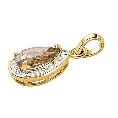 Luxoro AAA Turkizite and Diamond 2.60 ctw Halo Pendant in 10K Yellow Gold