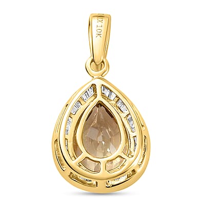 Luxoro AAA Turkizite and Diamond 2.60 ctw Halo Pendant in 10K Yellow Gold