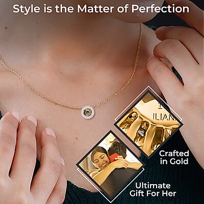Iliana AAA Turkizite and Diamond 1.10 ctw Halo Gold Pendant in 18K Yellow Gold, Bridal Jewelry For Women, Wedding Gift