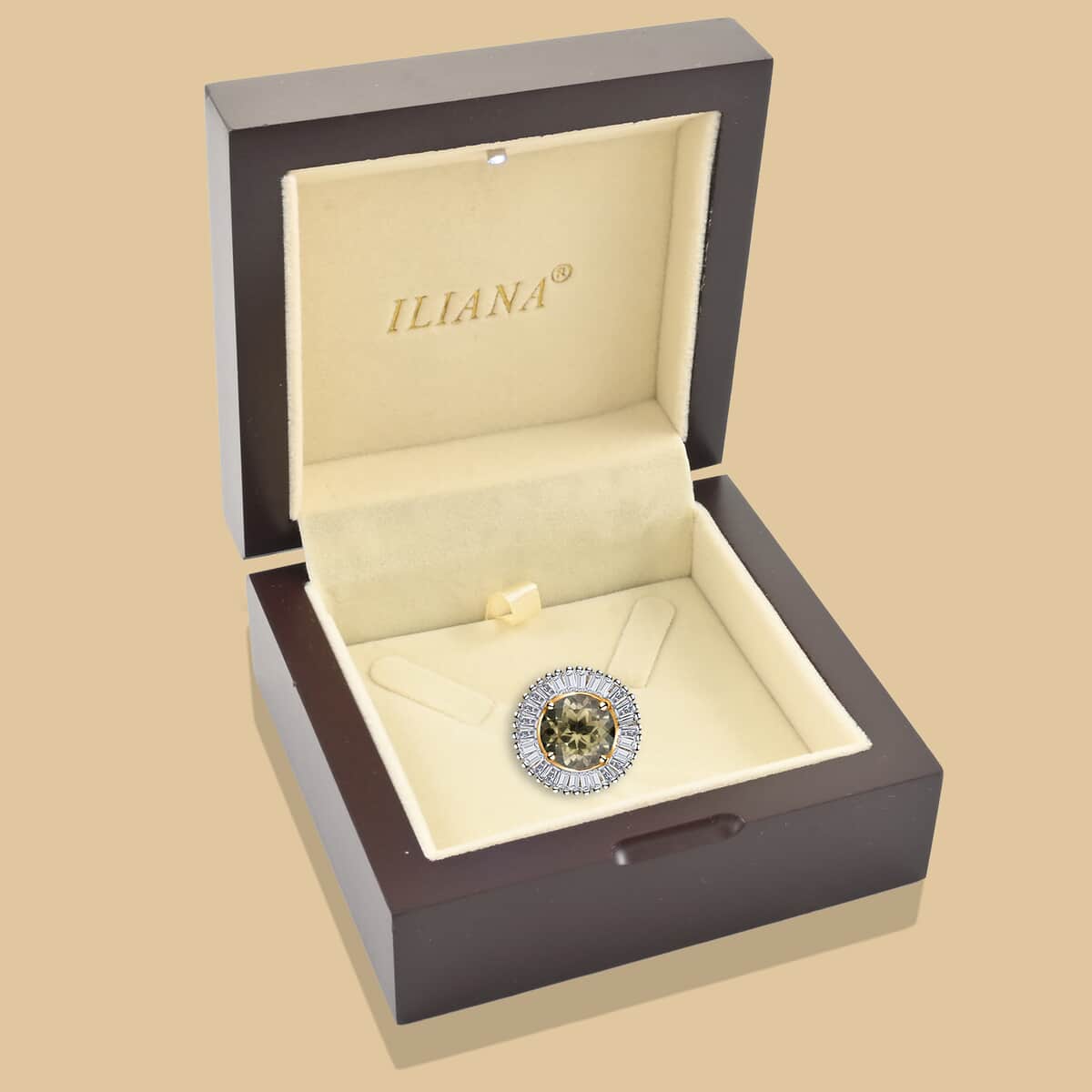 Iliana 18K Yellow Gold AAA Turkizite Round Halo Pendant, Diamond Halo Gold Pendant, Bridal Jewelry For Women, Wedding Gift image number 6