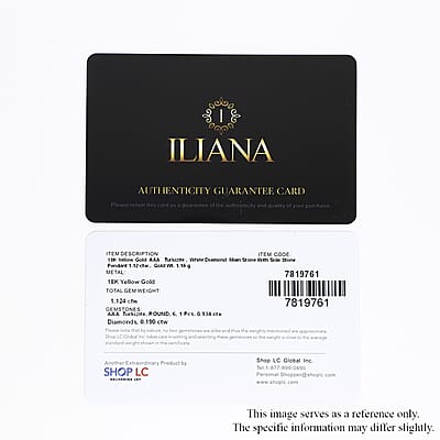 Iliana AAA Turkizite and Diamond 1.10 ctw Halo Gold Pendant in 18K Yellow Gold, Bridal Jewelry For Women, Wedding Gift