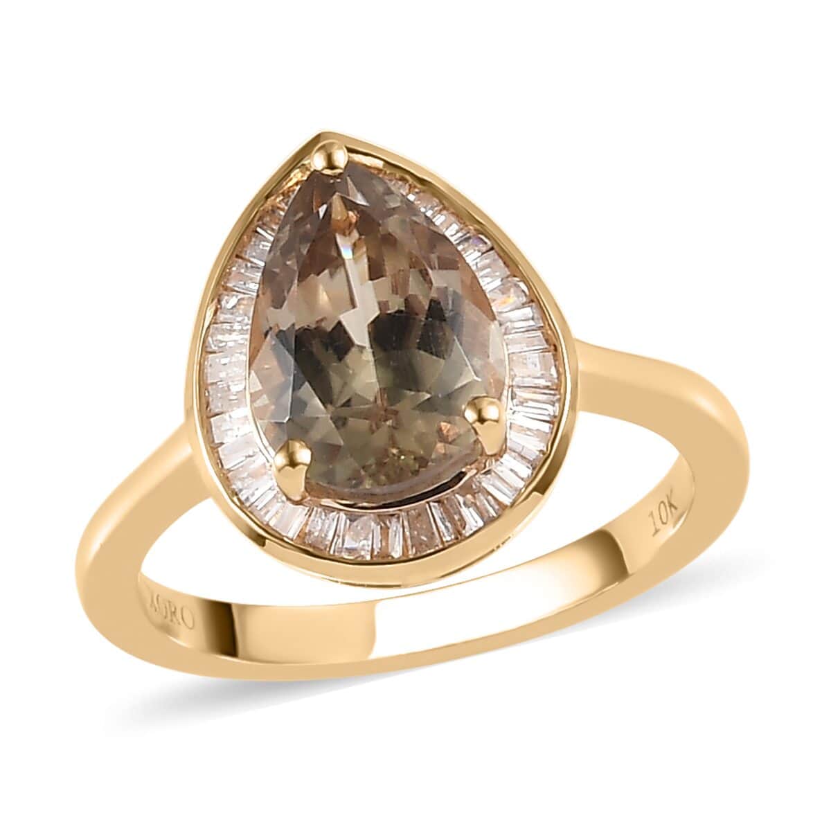 Luxoro 10K Yellow Gold AAA Turkizite and Diamond Halo Ring (Size 10.0) 2.70 ctw image number 0