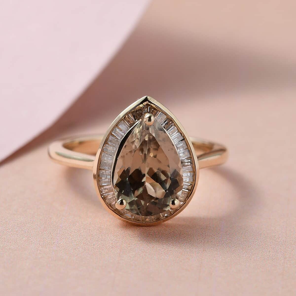Luxoro 10K Yellow Gold AAA Turkizite and Diamond Halo Ring (Size 10.0) 2.70 ctw image number 1