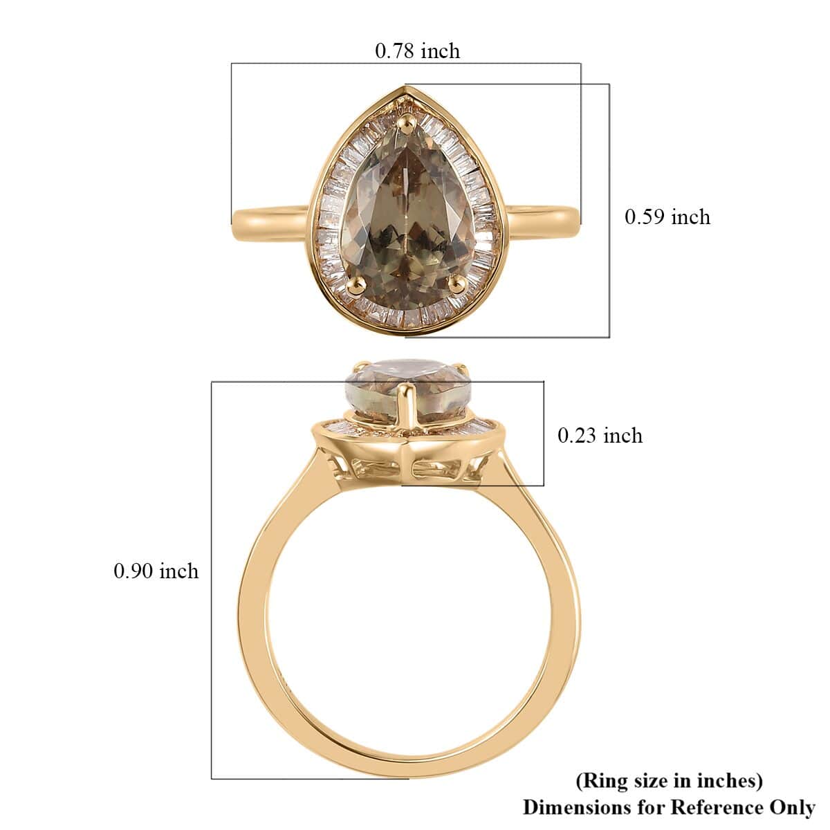 TLV LUXORO 10K Yellow Gold AAA Turkizite, Diamond (0.33 cts) Halo Ring (2.65 g) 2.25 ctw image number 5