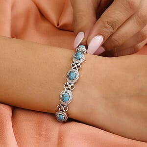 Mojave Blue Turquoise 4.85 ctw Beaded Bolo Bracelet in Stainless Steel