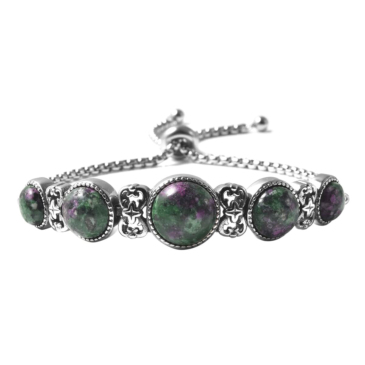 Ruby Zoisite Stations Bolo Bracelet in Stainless Steel 18.00 ctw image number 0