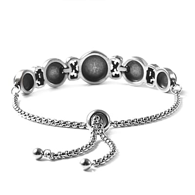 Ruby Zoisite Stations Bolo Bracelet in Stainless Steel 18.00 ctw