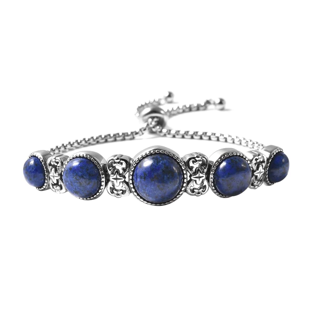 Lapis Lazuli Station Bolo Bracelet in Stainless Steel 17.00 ctw image number 0