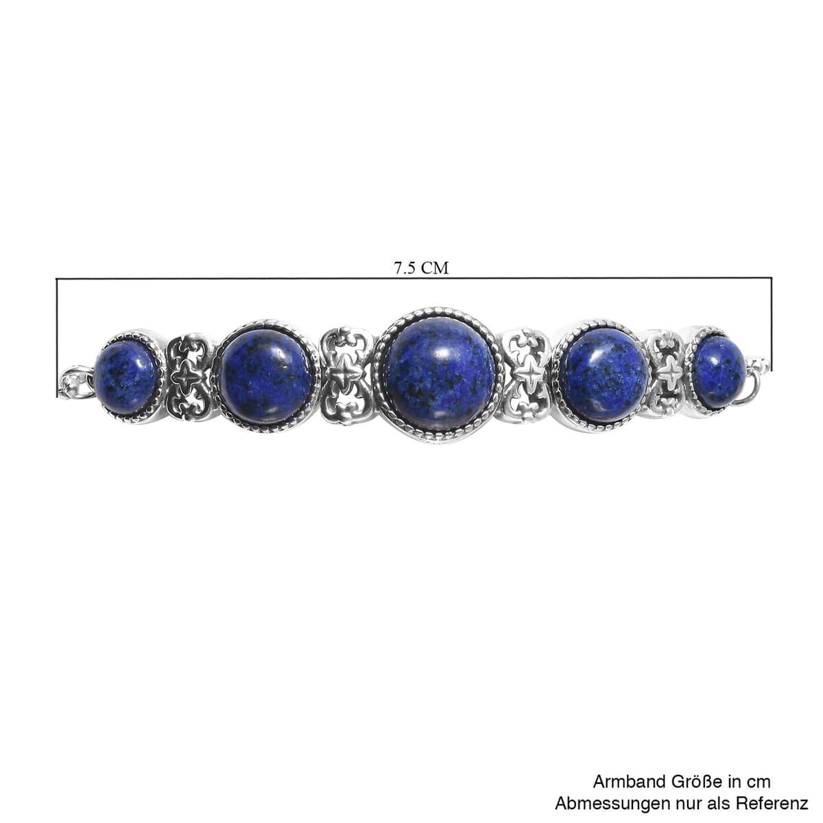 Lapis Lazuli Station Bolo Bracelet in Stainless Steel 17.00 ctw image number 6