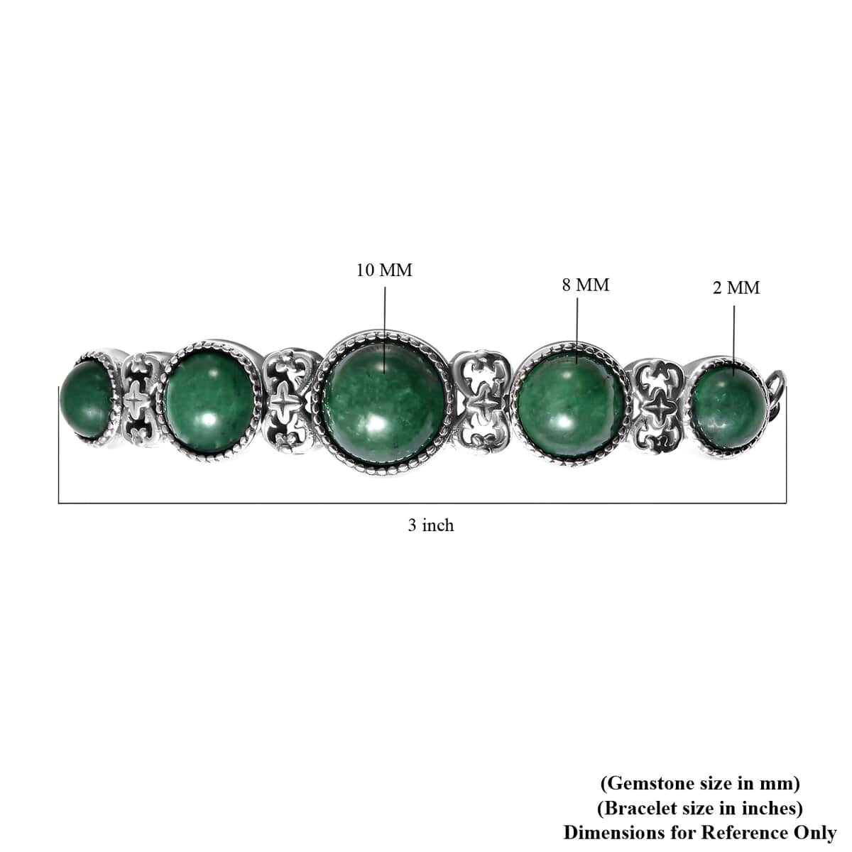 Green Aventurine Station Bolo Bracelet in Stainless Steel 14.50 ctw image number 5