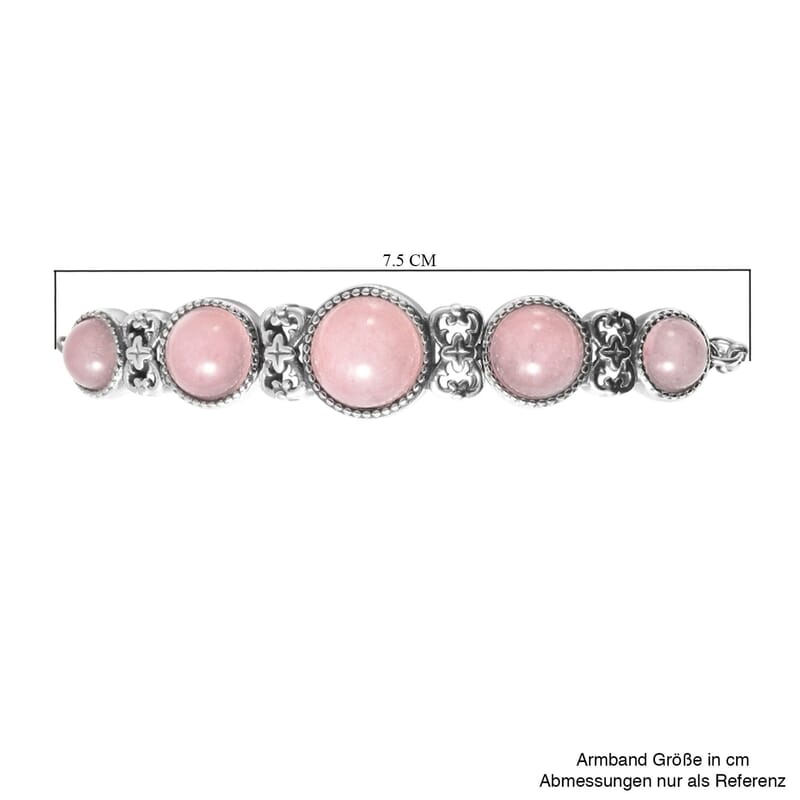 Galilea Rose Quartz Station Bracelet in Stainless Steel| Adjustable Bolo Bracelet For Women 15.50 ctw