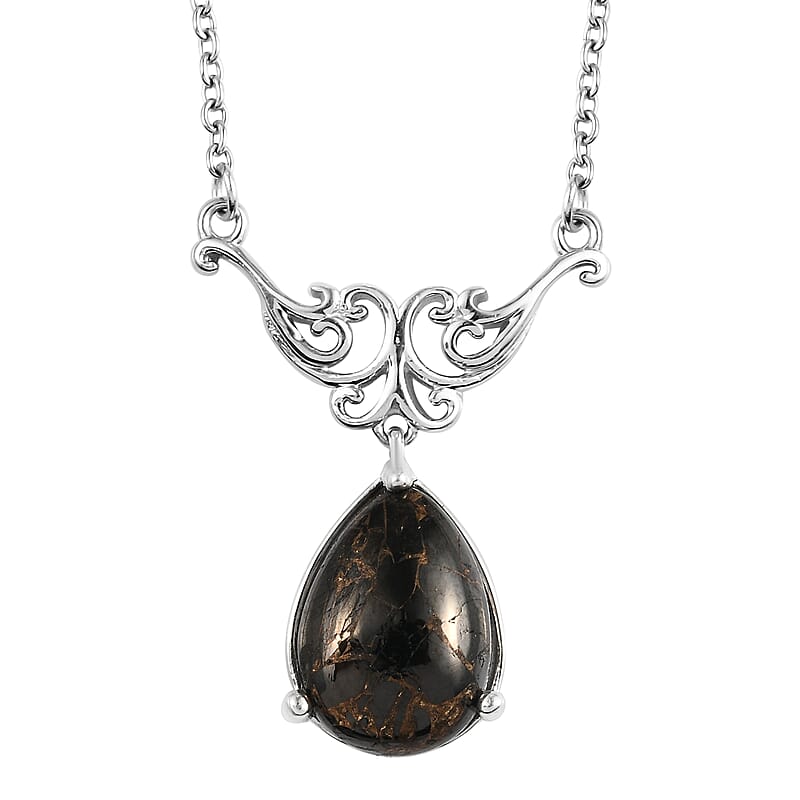 Matrix Silver Shungite Necklace 18 Inches in Platinum Over Copper and Stainless Steel with Magnet Lock 4.10 ctw