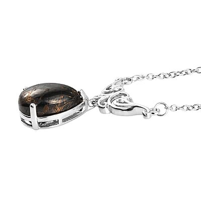 Matrix Silver Shungite Necklace 18 Inches in Platinum Over Copper and Stainless Steel with Magnet Lock 4.10 ctw