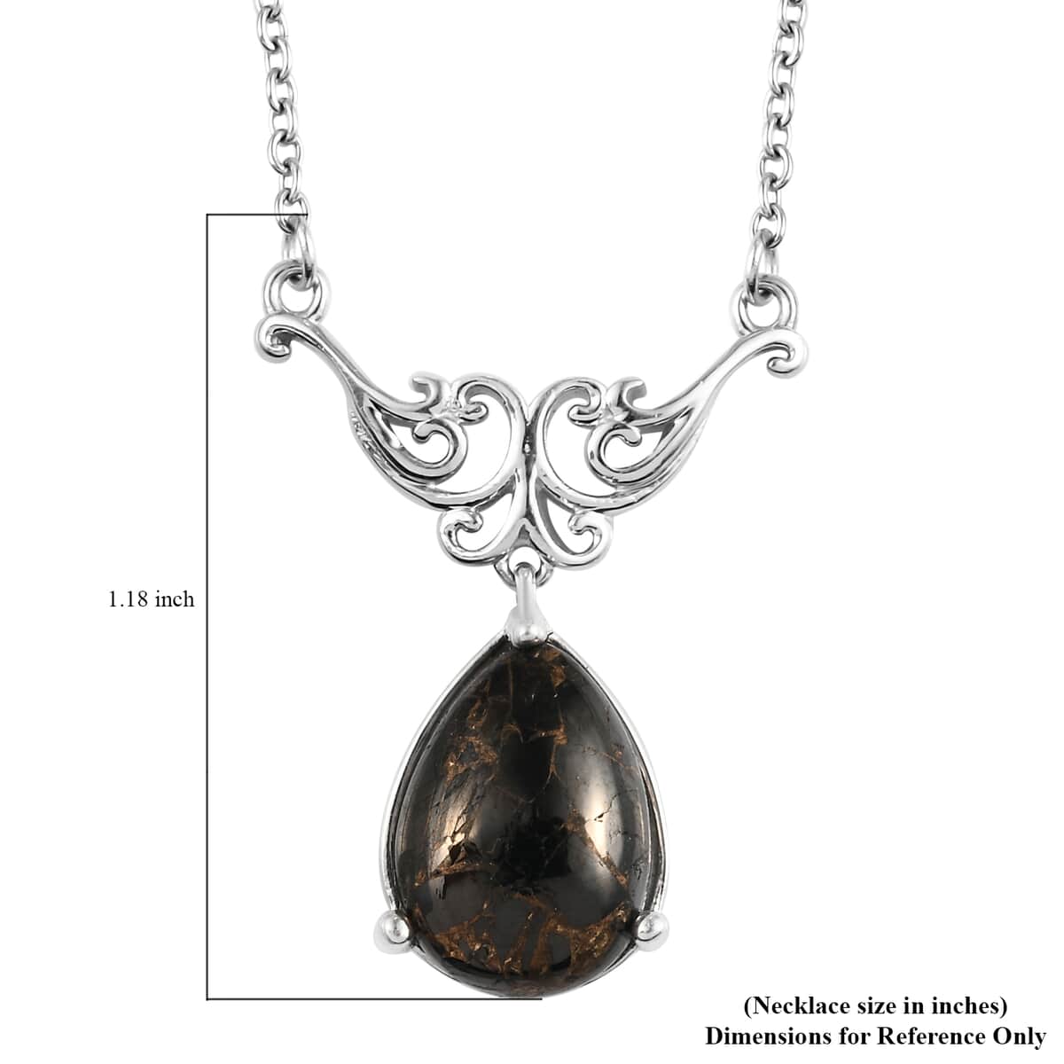 Matrix Silver Shungite Necklace 18 Inches in Copper and Stainless Steel 4.10 ctw image number 4