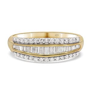 White Diamond 0.52 ctw Ring in Vermeil YG Over Sterling Silver (Size 10.0)