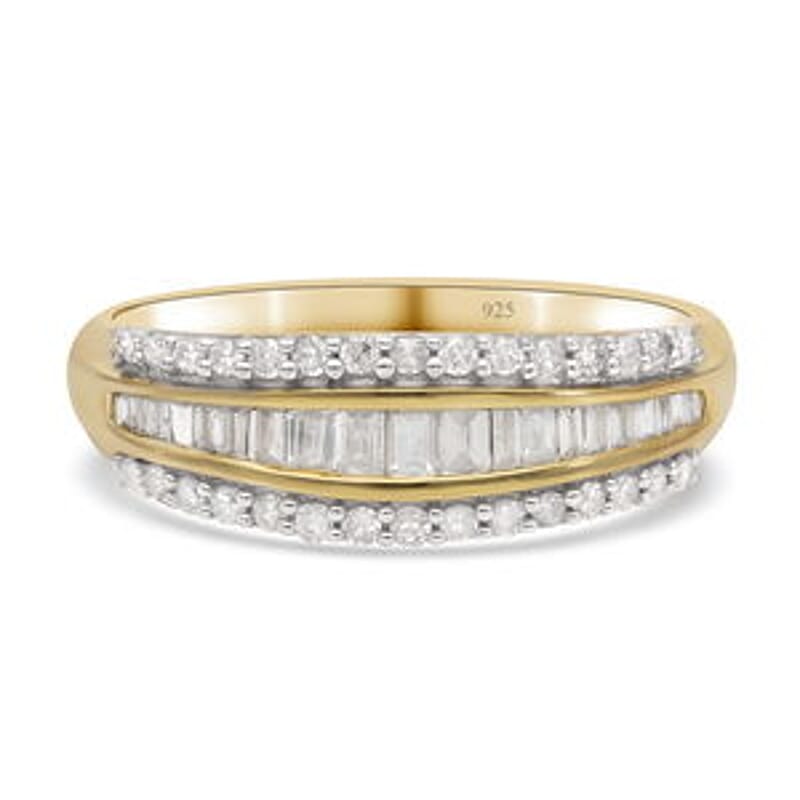 White Diamond 0.52 ctw Ring in Vermeil YG Over Sterling Silver (Size 10.0)