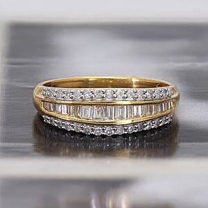 White Diamond 0.52 ctw Ring in Vermeil YG Over Sterling Silver (Size 10.0)