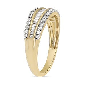 White Diamond 0.52 ctw Ring in Vermeil YG Over Sterling Silver (Size 10.0)