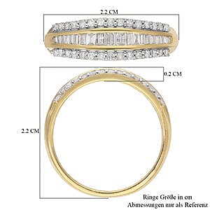 White Diamond 0.52 ctw Ring in Vermeil YG Over Sterling Silver (Size 10.0)
