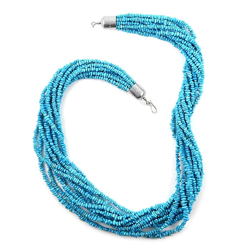 Jessica's Exclusive Pick ONE OF A KIND Santa Fe Style Sleeping Beauty Color Turquoise Multi Strand Beaded Necklace 30 Inches in Sterling Silver (Made in USA) 1450.00 ctw