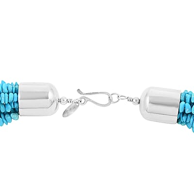 Jessica's Exclusive Pick ONE OF A KIND Santa Fe Style Sleeping Beauty Color Turquoise Multi Strand Beaded Necklace 30 Inches in Sterling Silver (Made in USA) 1450.00 ctw