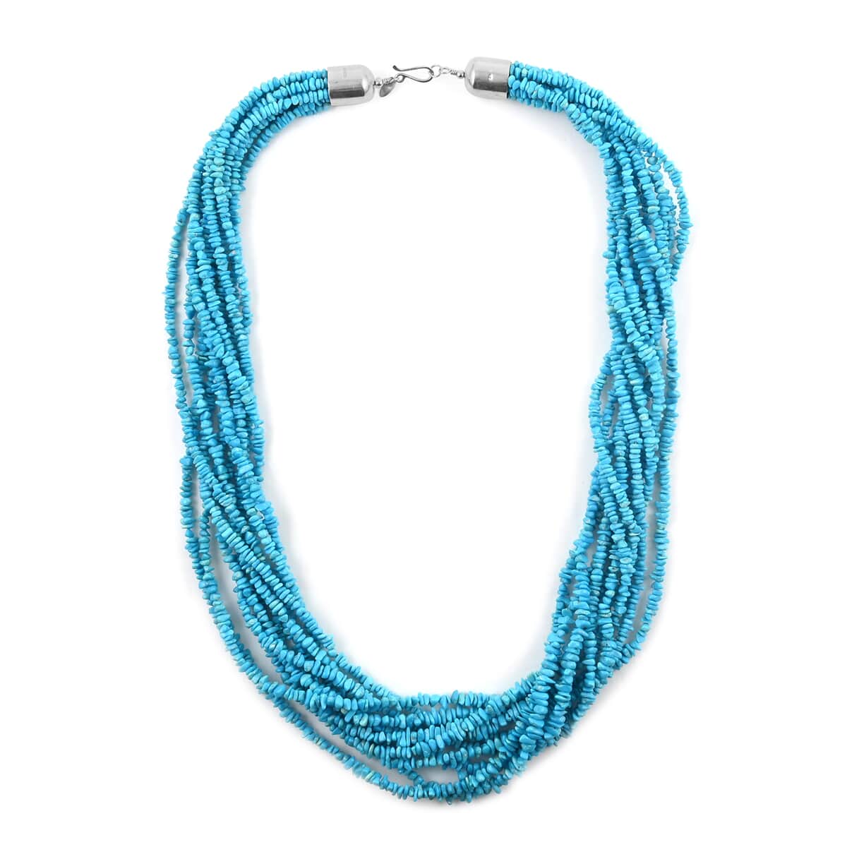 Jessica's Exclusive Pick ONE OF A KIND Santa Fe Style Sleeping Beauty Color Turquoise Multi Strand Beaded Necklace 30 Inches in Sterling Silver (Made in USA) 1450.00 ctw image number 4