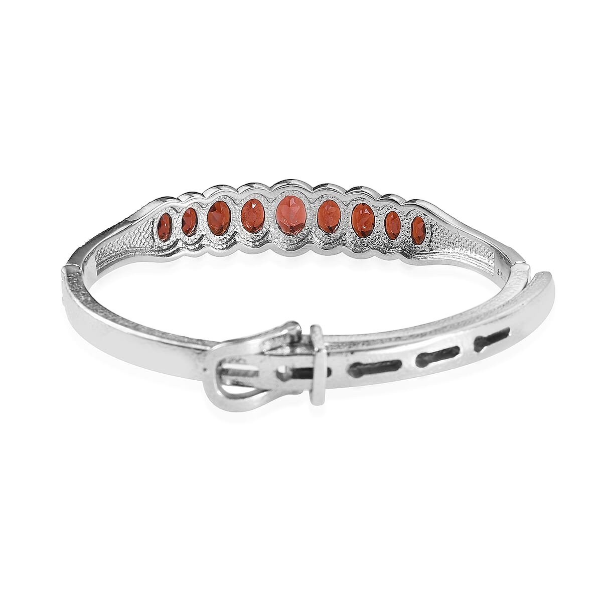 Mozambique Garnet Bangle Bracelet With Adjustable Lock in Stainless Steel (7.25 In) 7.50 ctw image number 4