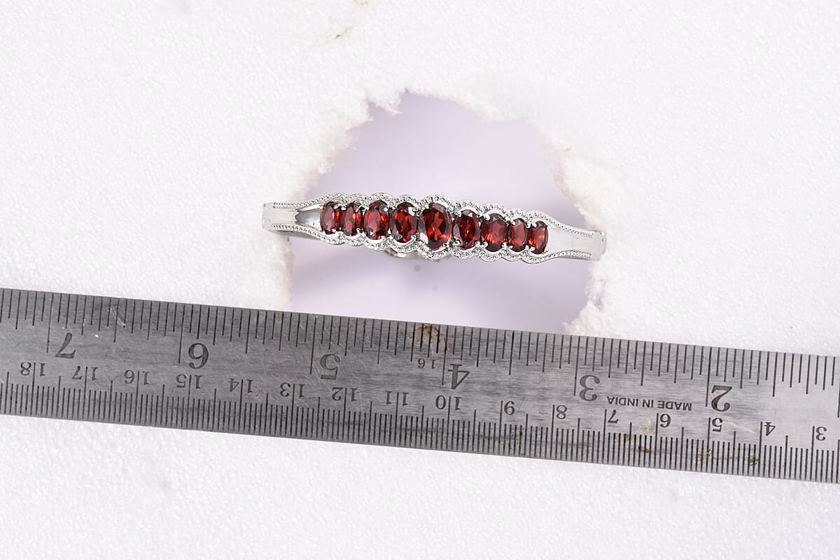 Mozambique Garnet Bangle Bracelet With Adjustable Lock in Stainless Steel (7.25 In) 7.50 ctw image number 7