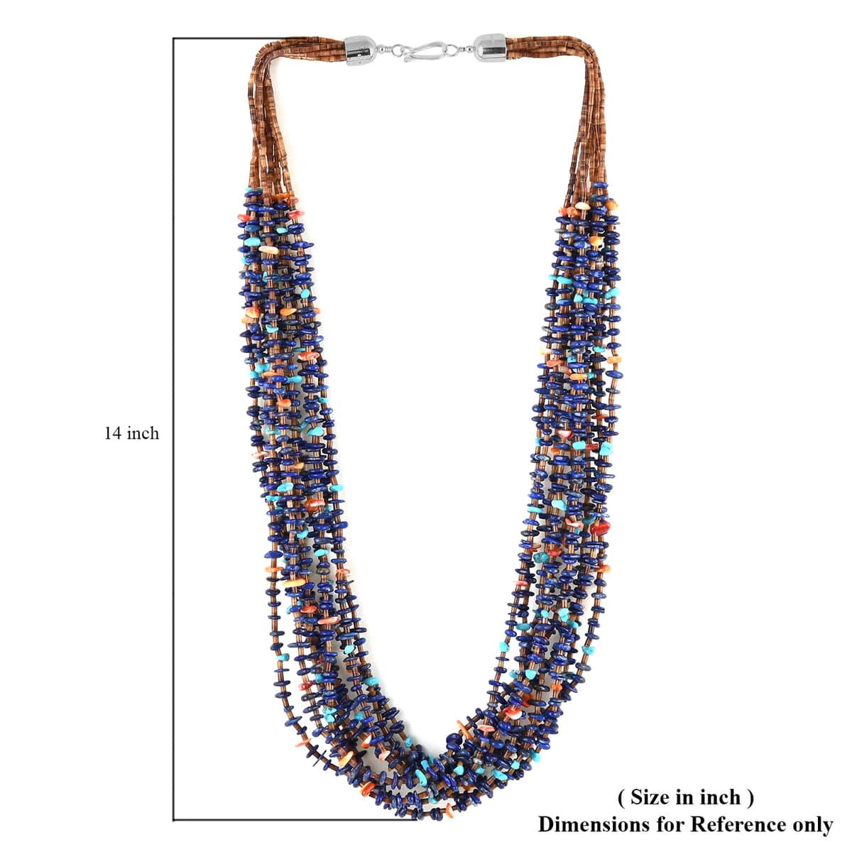 One Of A Kind SANTA FE Style Multi Color Spiny Oyster Shell and Multi Gemstone Beaded Necklace 30 Inches in Sterling Silver (Made in USA) 441.36 ctw image number 4