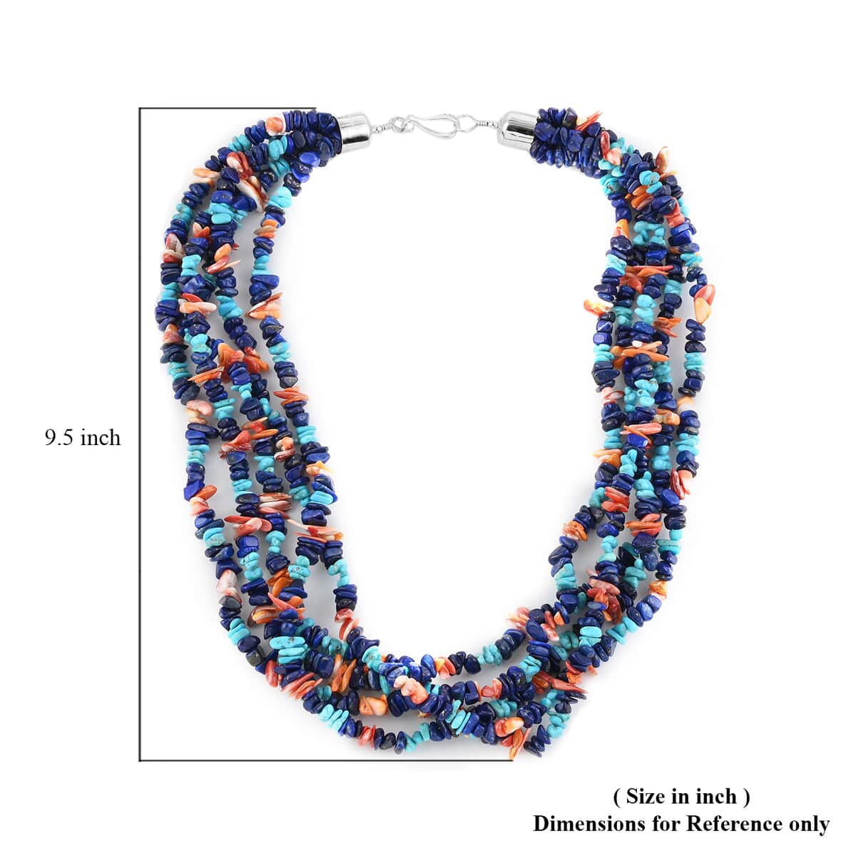 One Of A Kind SANTA FE Style Lapis Lazuli and Multi Gemstone Multi Strand Beaded Necklace 22 Inches in Sterling Silver (Made in USA) 587.95 ctw image number 4