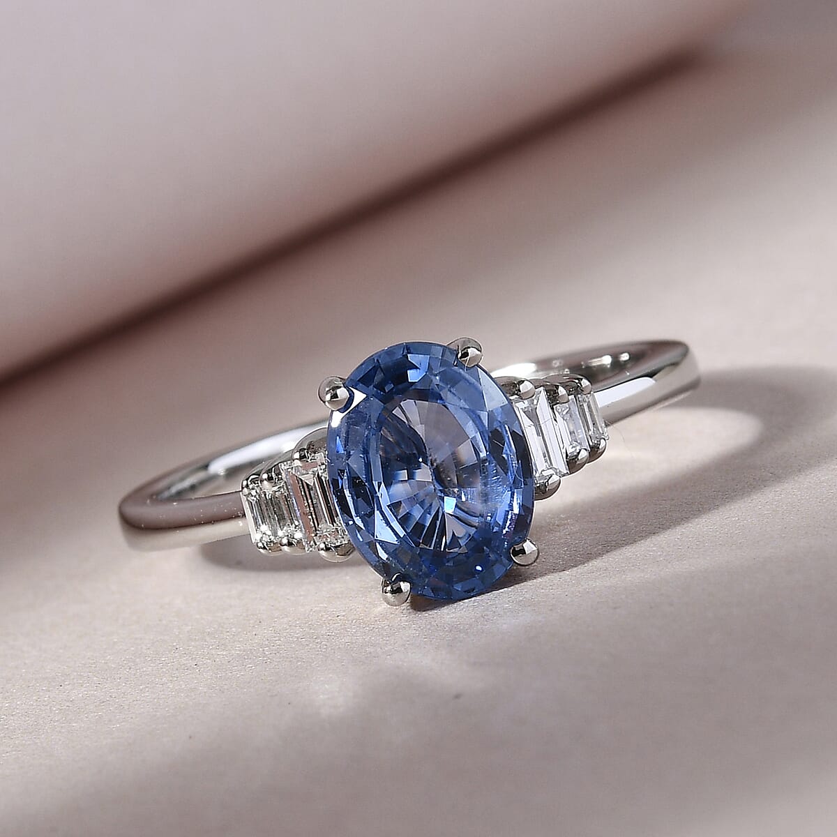 Rhapsody 950 Platinum AAAA Royal Ceylon Sapphire, Diamond (E-F, VS) Ring (Size 7.0) (4.85 g) 1.70 ctw image number 1