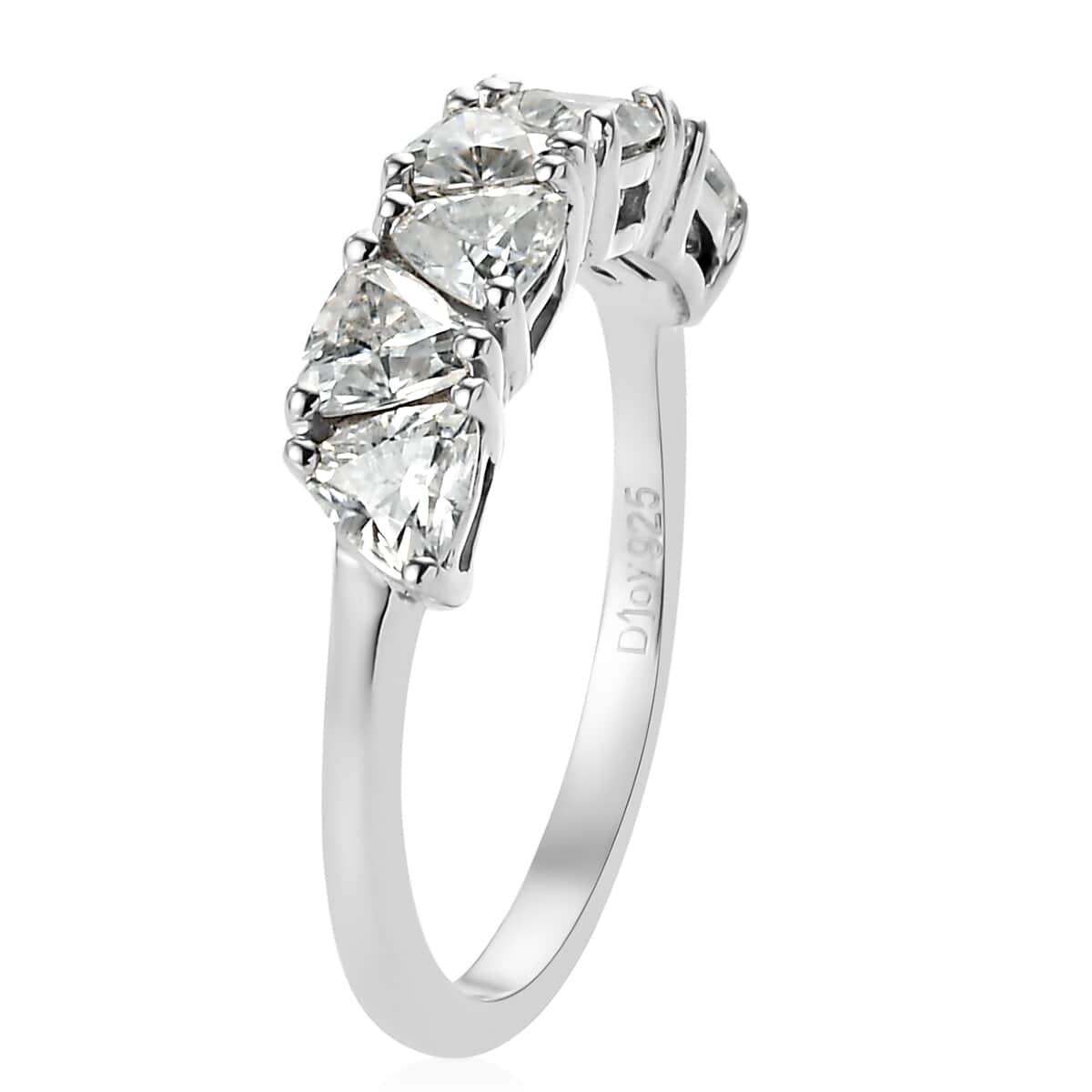 Moissanite Cluster Ring in Platinum Over Sterling Silver (Size 7.0) 1.40 ctw image number 3