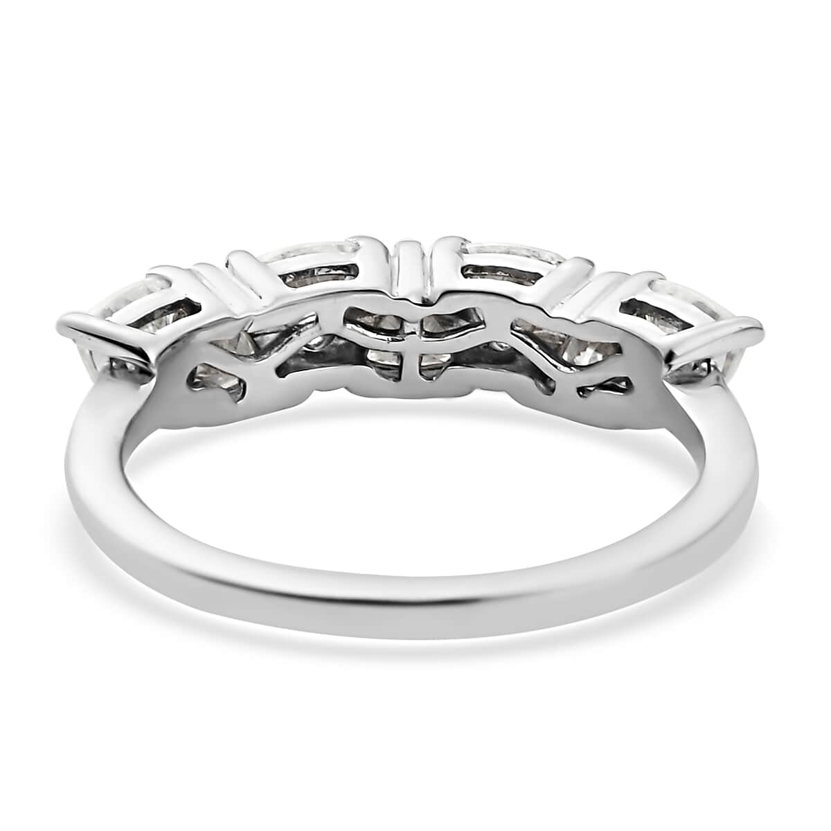 Moissanite Cluster Ring in Platinum Over Sterling Silver (Size 7.0) 1.40 ctw image number 4