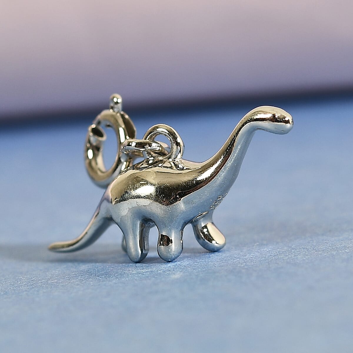 Platinum Over Sterling Silver Dinosaur Charm image number 1