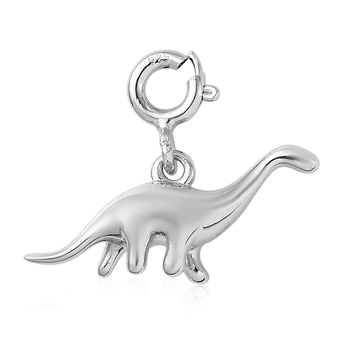 Platinum Over Sterling Silver Dinosaur Charm image number 3