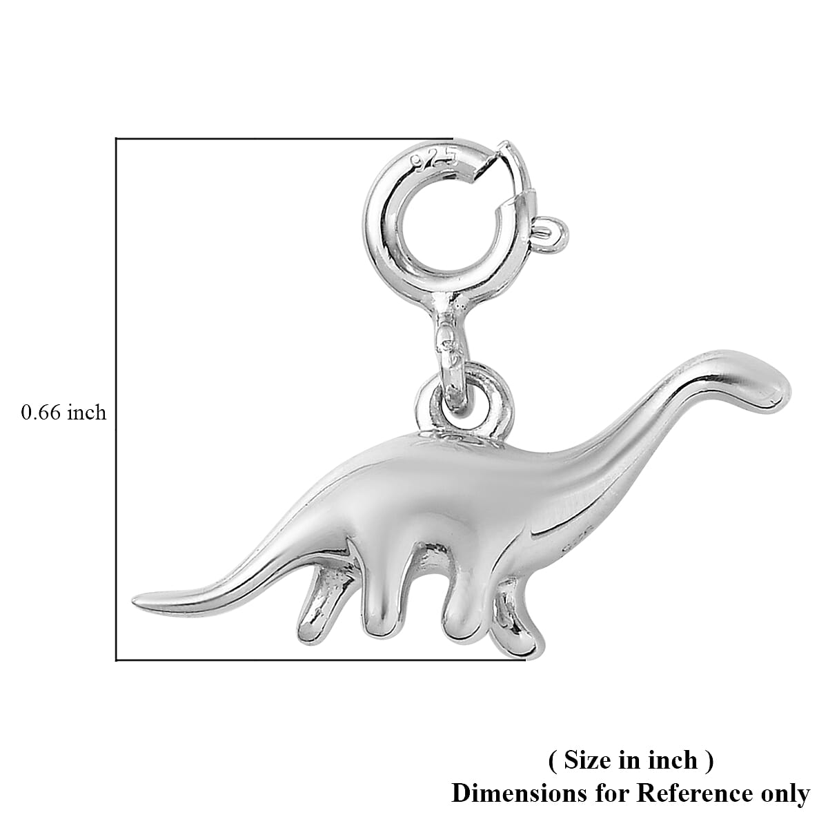 Platinum Over Sterling Silver Dinosaur Charm image number 4