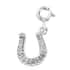 Natural White Zircon Lucky Horseshoe Talisman Charm in Platinum Over Sterling Silver 0.15 ctw image number 0
