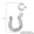 Natural White Zircon Lucky Horseshoe Talisman Charm in Platinum Over Sterling Silver 0.15 ctw image number 5