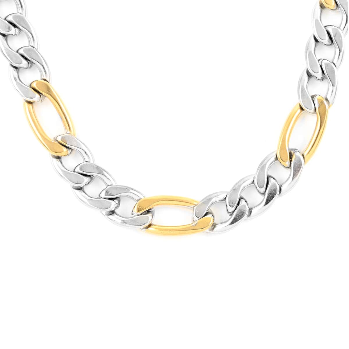 STEELTIME Figaro Necklace 24 Inches in ION Plated Yellow Gold and Stainless Steel 55.70 Grams image number 0