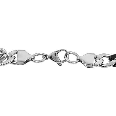 STEELTIME Figaro Chain Necklace 24 Inches in ION Plated Black and Stainless Steel 58.20 Grams