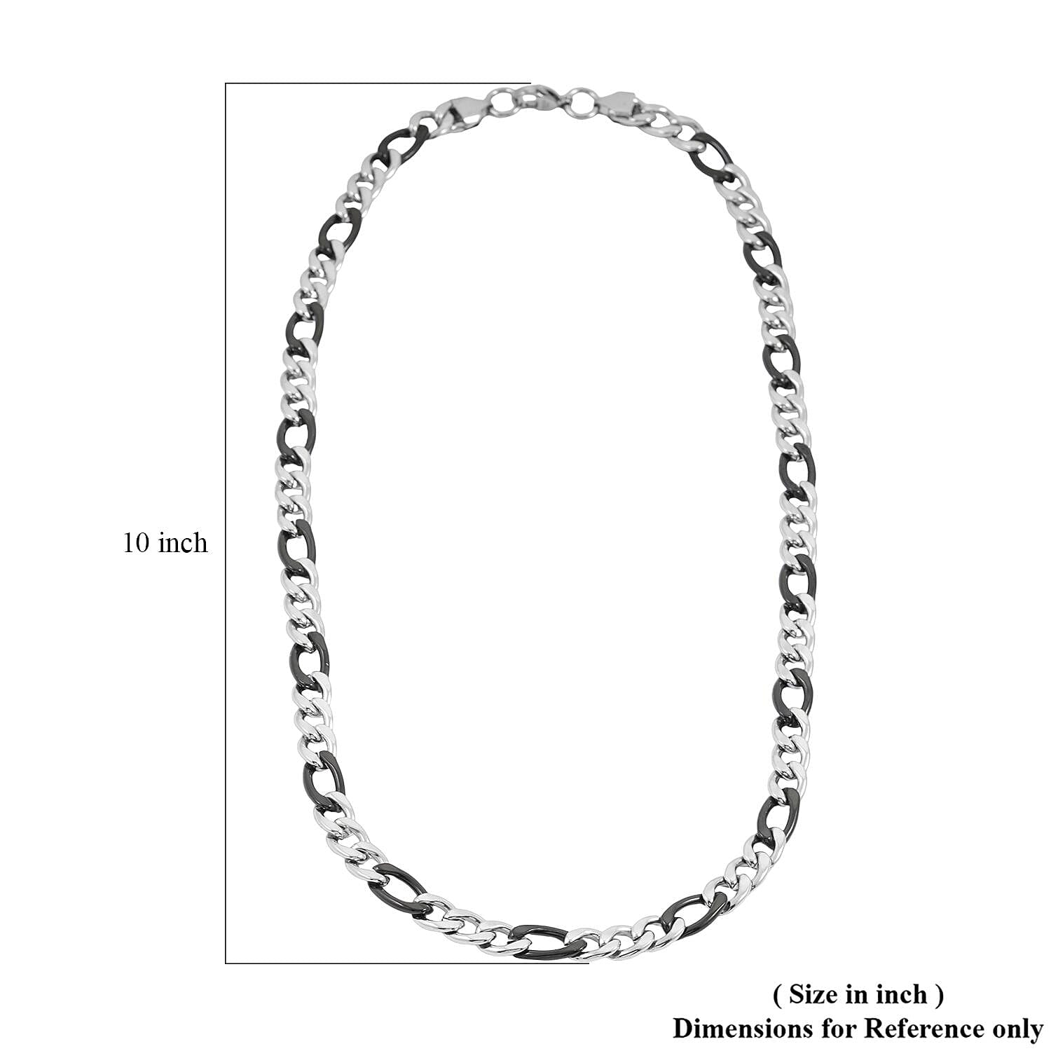 STEELTIME Figaro Chain Necklace 24 Inches in ION Plated Black and Stainless Steel 58.20 Grams