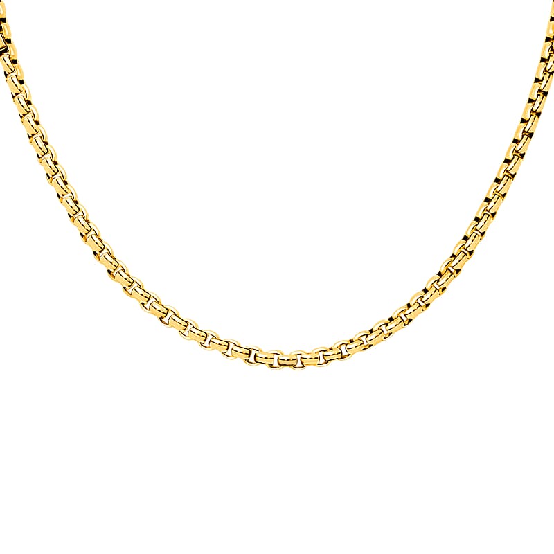 Box Chain Necklace in ION Plated Yellow Gold Stainless Steel (30 Inches) 13.9 Grams