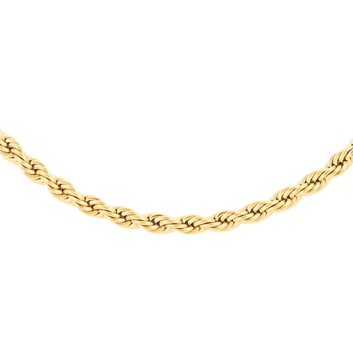 Rope Necklace 24 Inches in ION Plated Yellow Gold Stainless Steel 7.3 Grams image number 0
