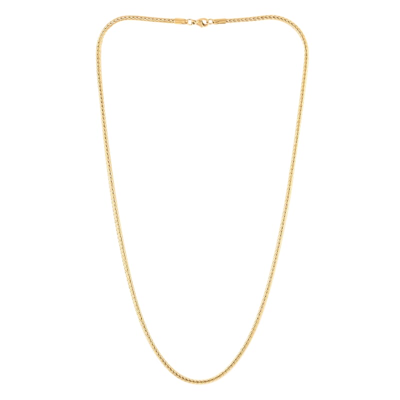 STEELTIME Foxtail Necklace 24 Inches in ION Plated Yellow Gold Stainless Steel 19.20 Grams